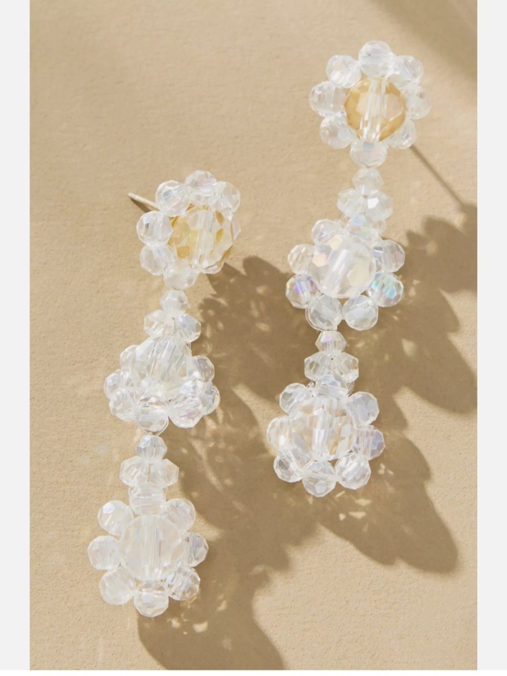 NWT ANTHROPOLOGIE BEADED FLORAL DROP EARRINGS